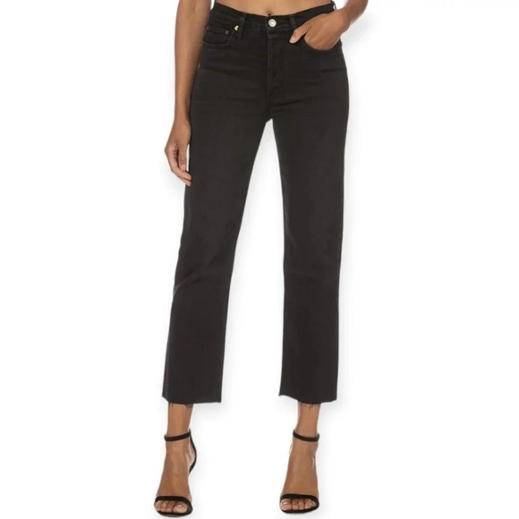 Re/Done 70s Stove Pipe Jeans High Rise Straight Leg in Faded Black 27 (4) - Picture 1 of 16